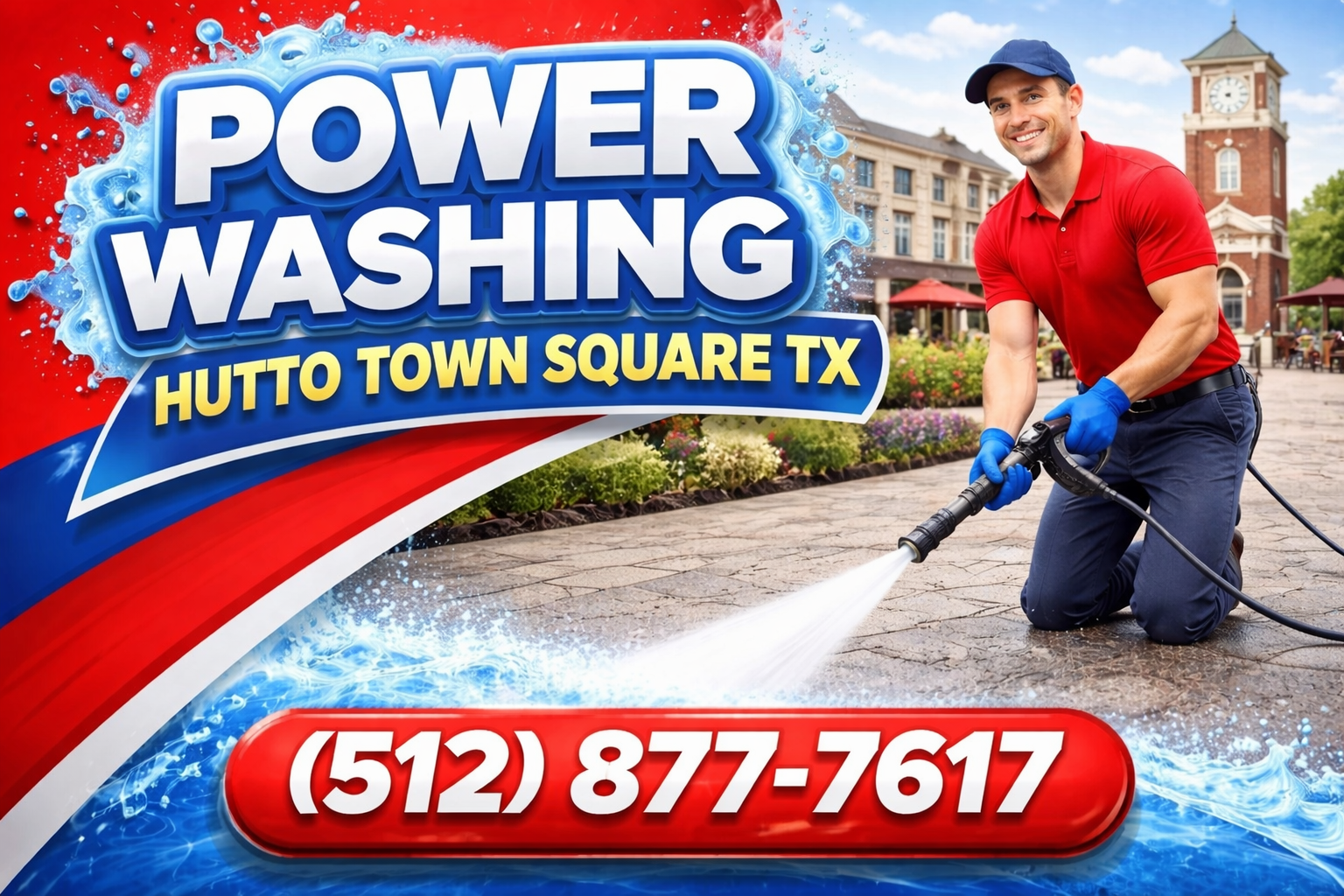 Power Washing in Hutto Town Square